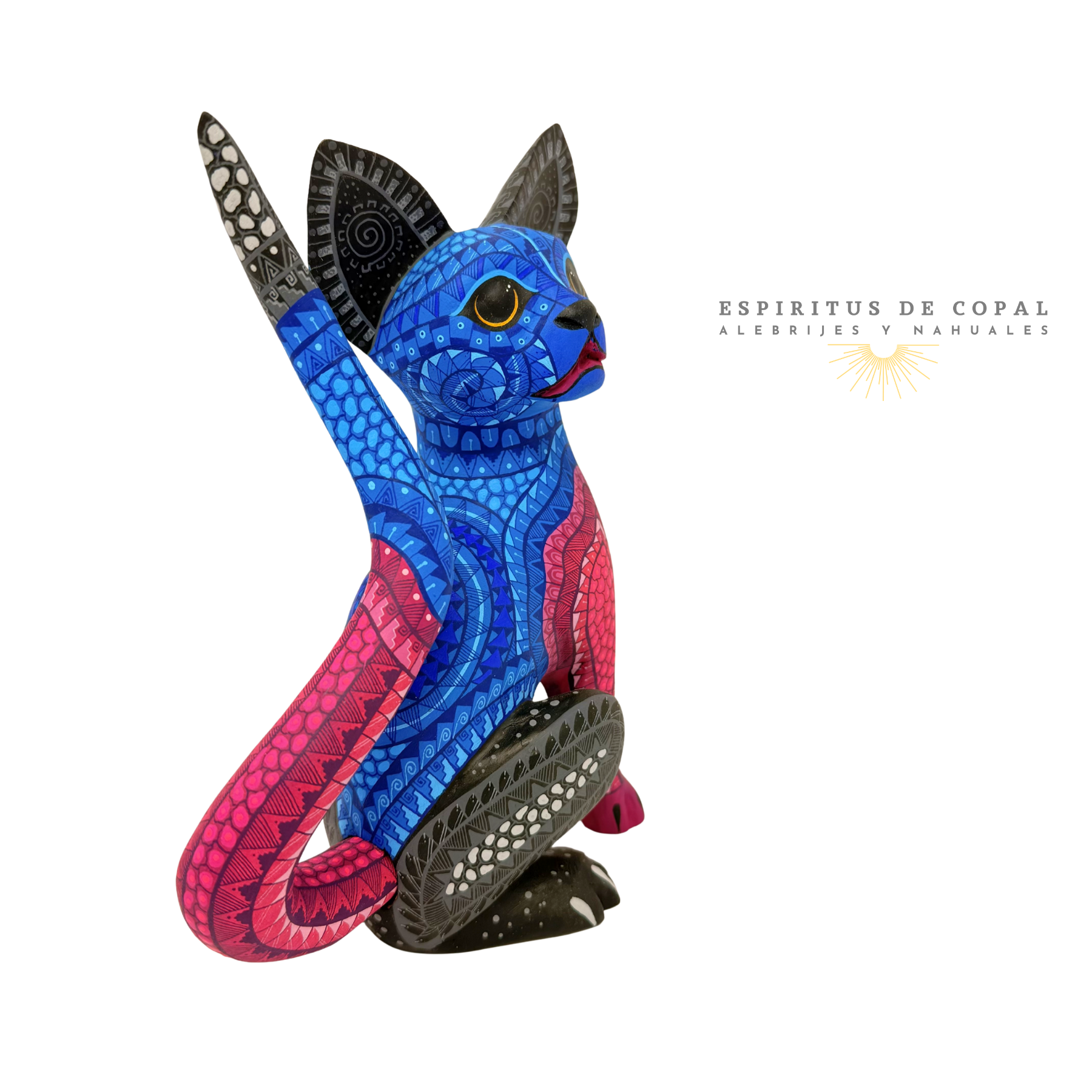 Alebrije Gato Azul / Tallado en Madera de Copal / Espíritus de Copal / Oaxaca - Image 5