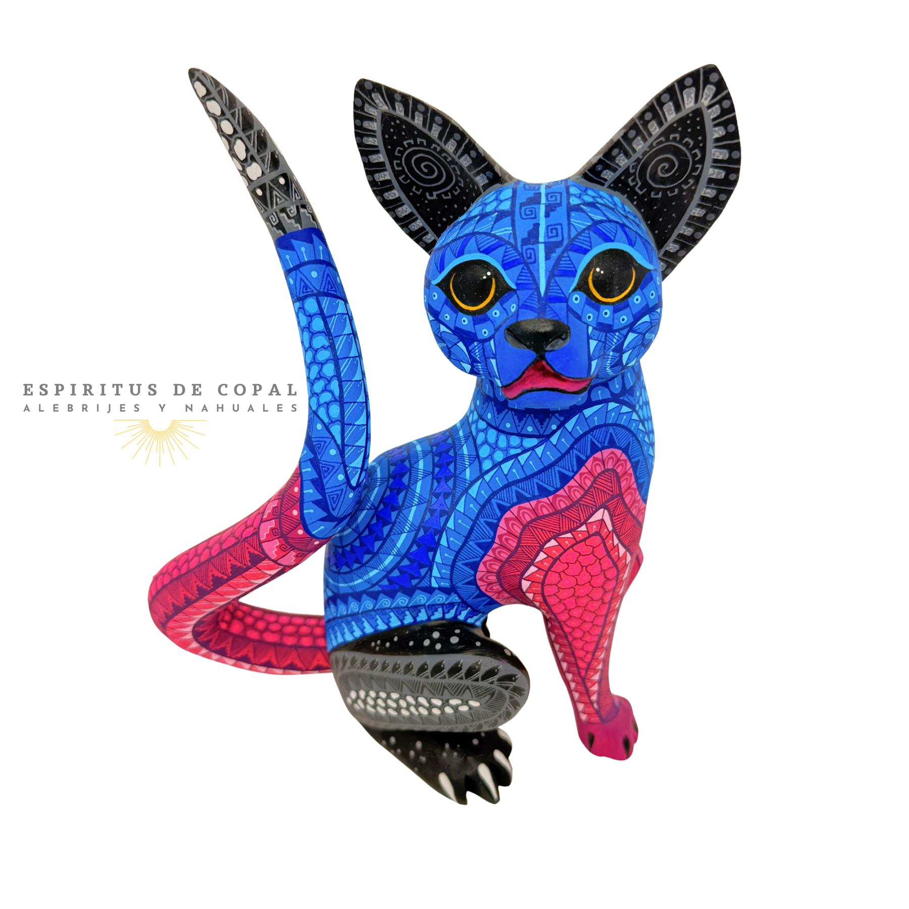 Alebrije Gato Azul / Tallado en Madera de Copal / Espíritus de Copal / Oaxaca - Image 6