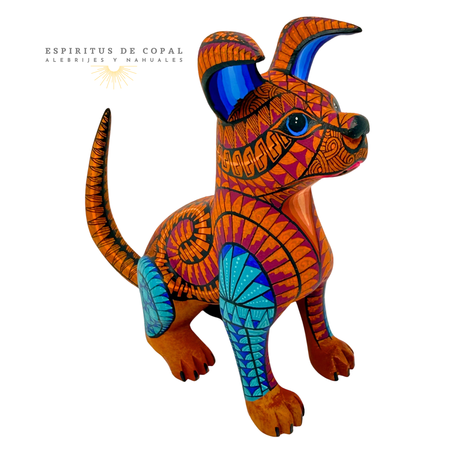 Alebrije Protector Pitbull Valiente / Tallado en madera de copal / Espíritus de Copal / Oaxaca