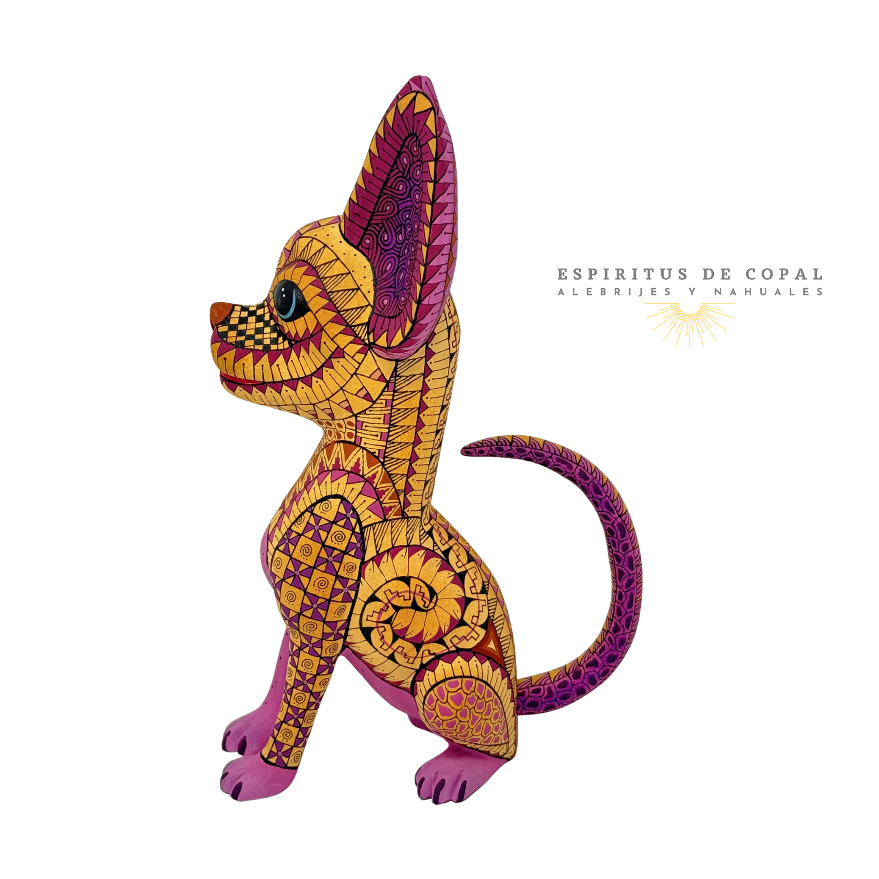 Alebrije Perro Chihuahueño / Tallado en madera de copal / Espíritus de Copal / Oaxaca - Image 3