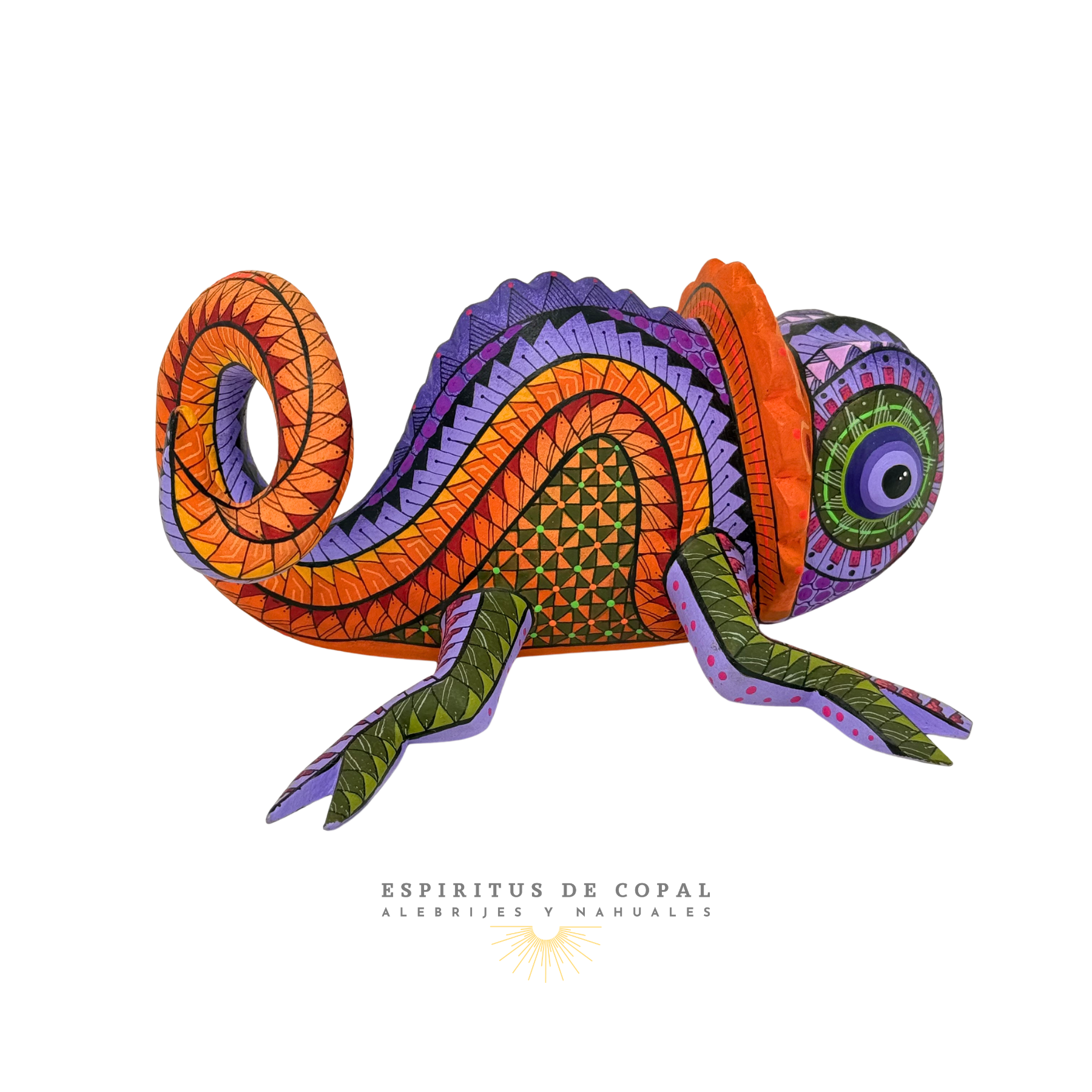 Alebrije Camaleón Vibrante / Tallado en madera de copal / Espíritus de Copal / Oaxaca - Image 2