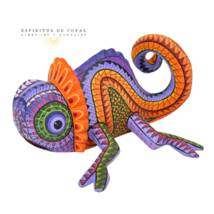 Alebrije Camaleón Vibrante / Tallado en madera de copal / Espíritus de Copal / Oaxaca