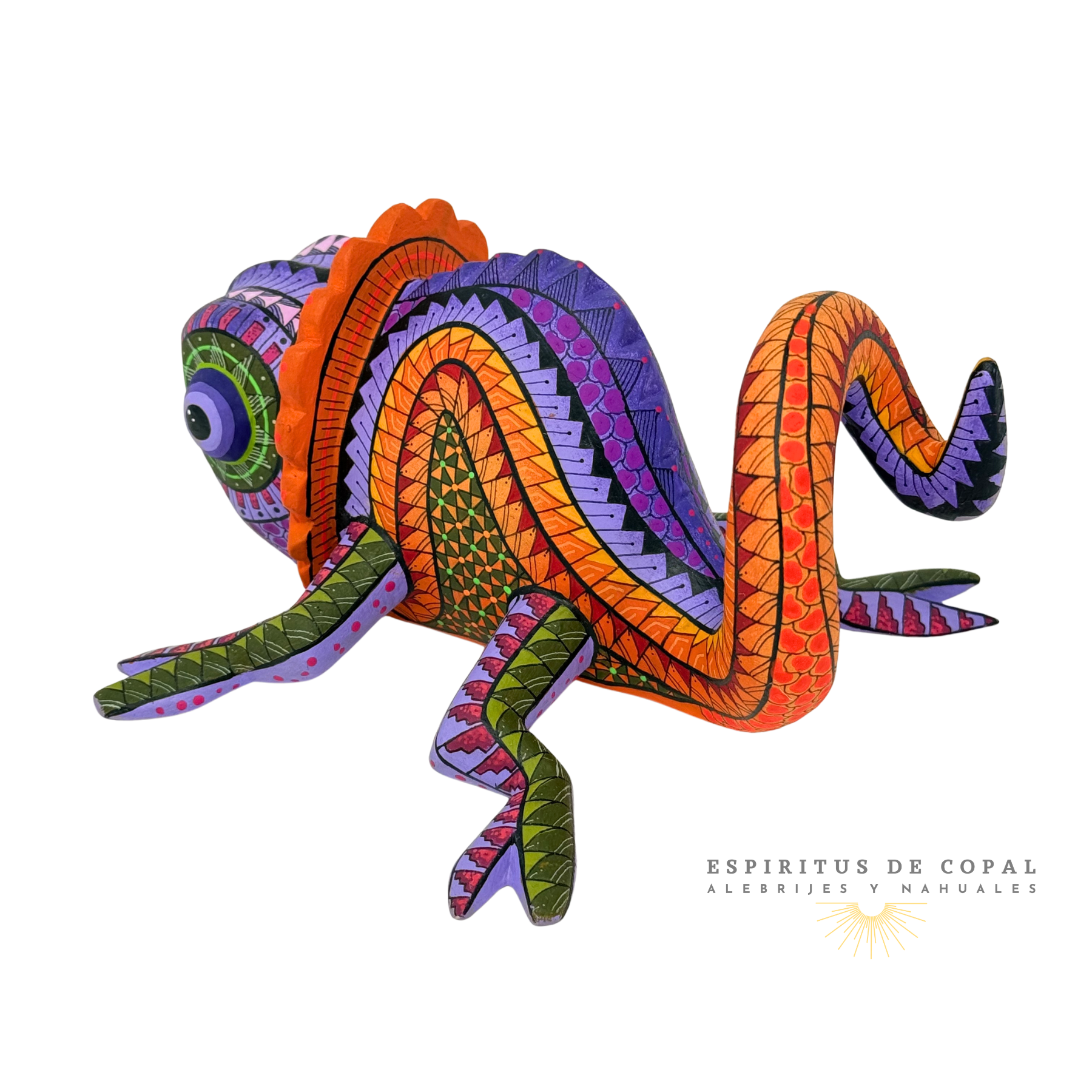 Alebrije Camaleón Vibrante / Tallado en madera de copal / Espíritus de Copal / Oaxaca - Image 5