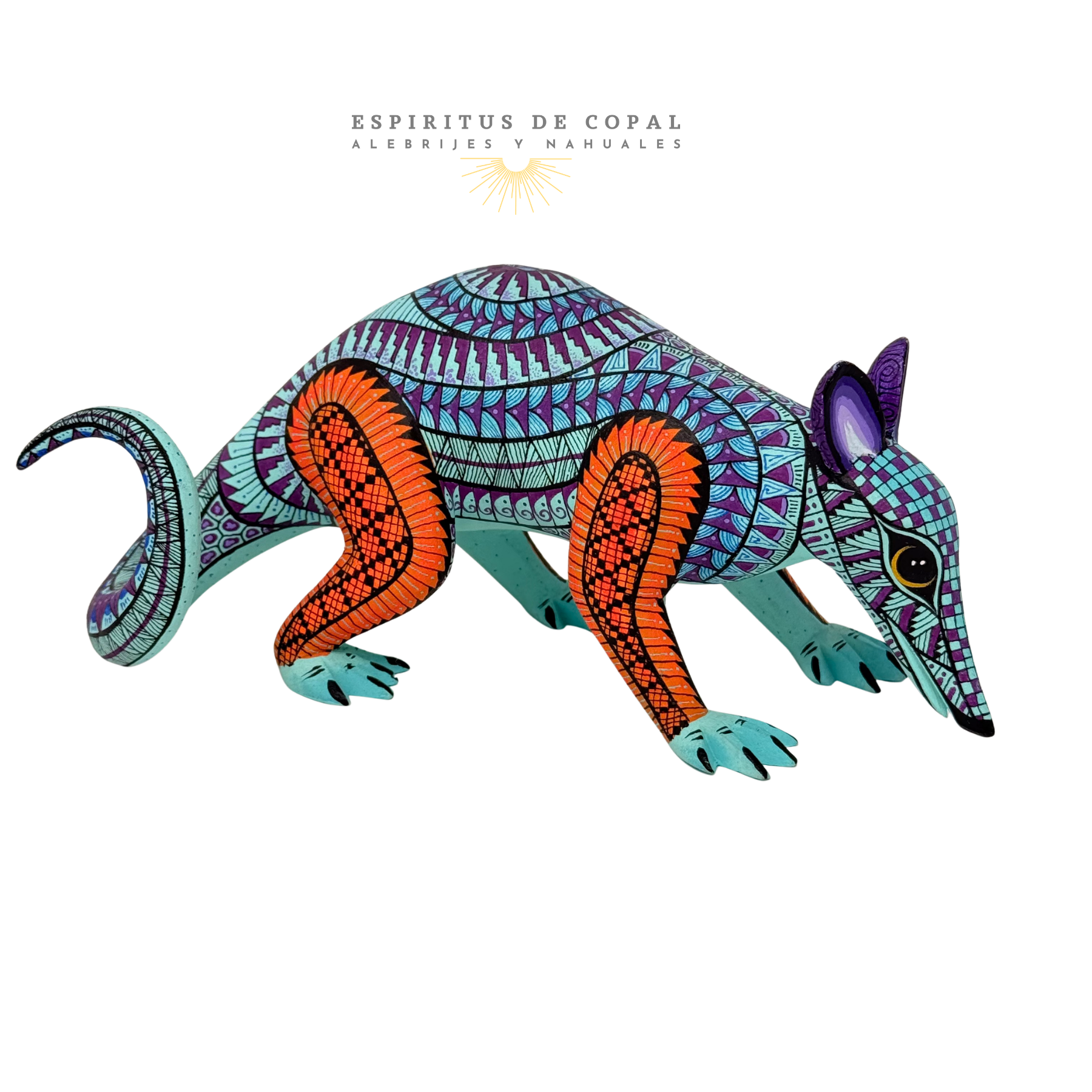 Alebrije Tlacuache Nocturno / Tallado en madera de copal / Espíritus de Copal / Oaxaca