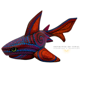 Alebrije Tiburón Guardián del Abismo / Tallado en madera de copal / Espíritus de Copal / Oaxaca