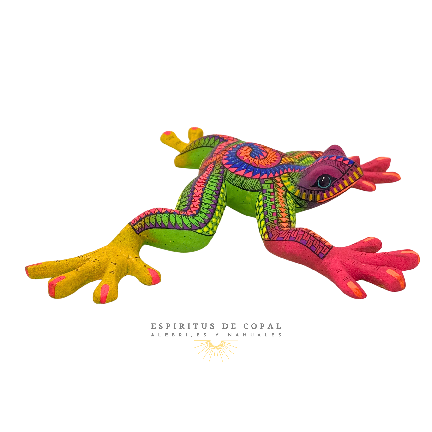 Alebrije Rana Saltarina / Tallado en madera de copal / Espíritus de Copal / Oaxaca