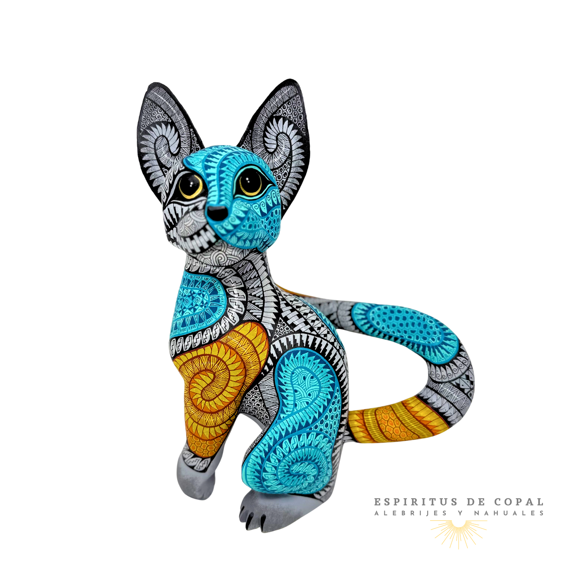 Alebrije Gato Zapoteca / Tallado en Madera de Copal / Espíritus de Copal / Oaxaca