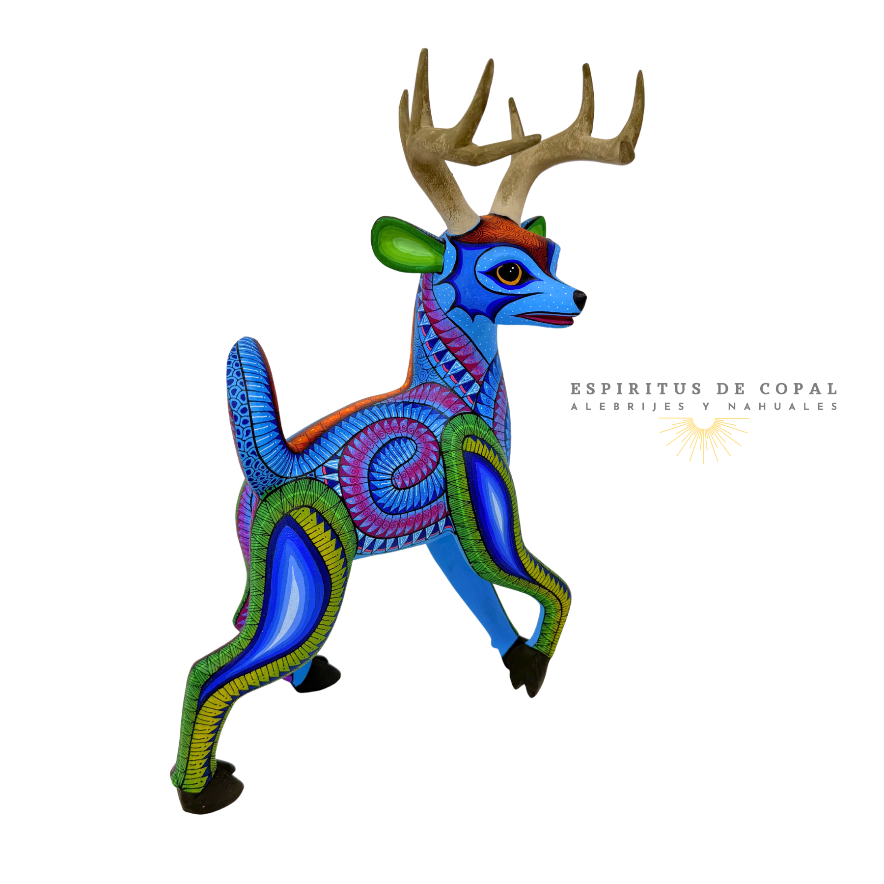 Alebrije Venado Azul Sagrado / Tallado en madera de copal / Espíritus de Copal / Oaxaca - Image 3