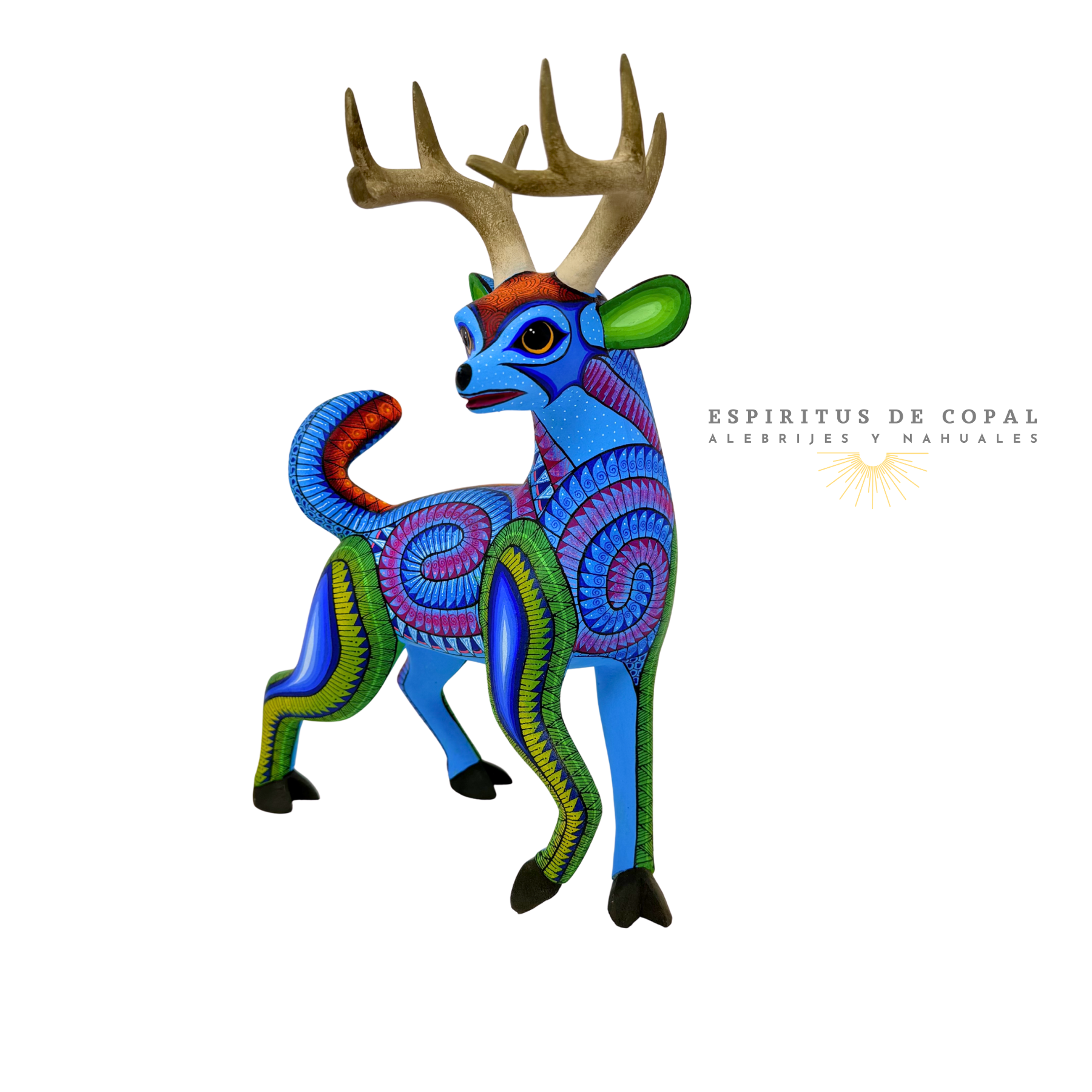 Alebrije Venado Azul Sagrado / Tallado en madera de copal / Espíritus de Copal / Oaxaca - Image 5