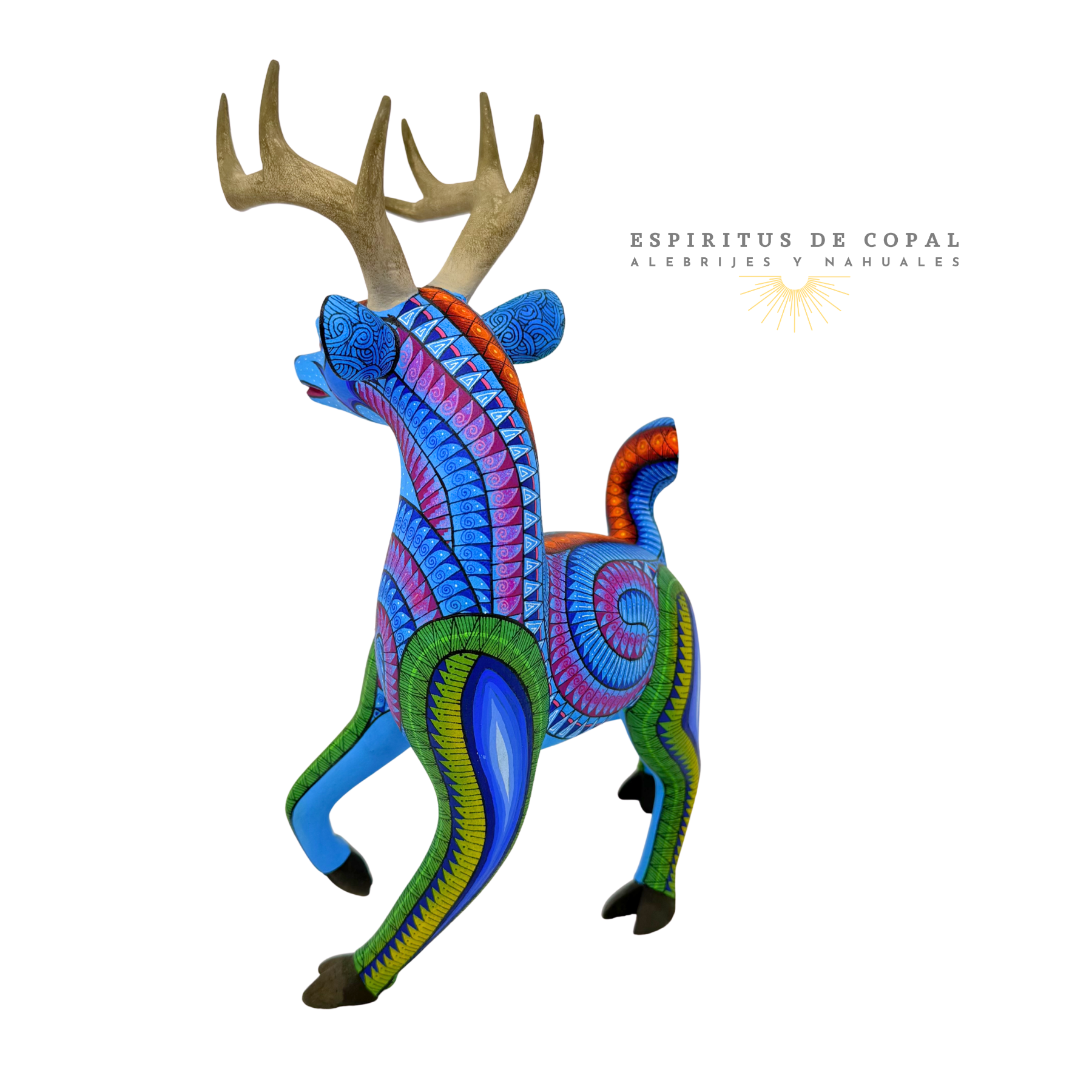 Alebrije Venado Azul Sagrado / Tallado en madera de copal / Espíritus de Copal / Oaxaca - Image 4