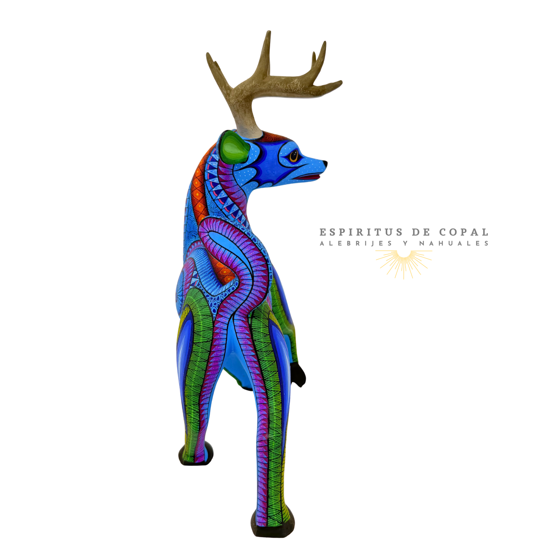Alebrije Venado Azul Sagrado / Tallado en madera de copal / Espíritus de Copal / Oaxaca - Image 6