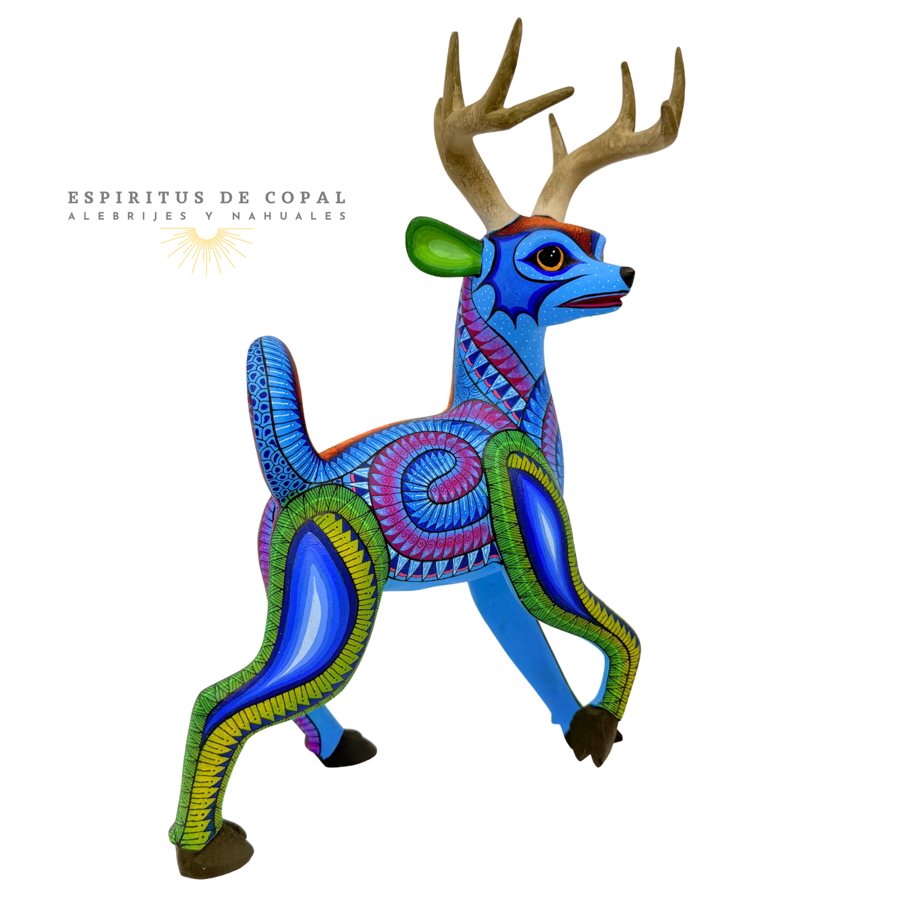 Alebrije Venado Azul Sagrado / Tallado en madera de copal / Espíritus de Copal / Oaxaca