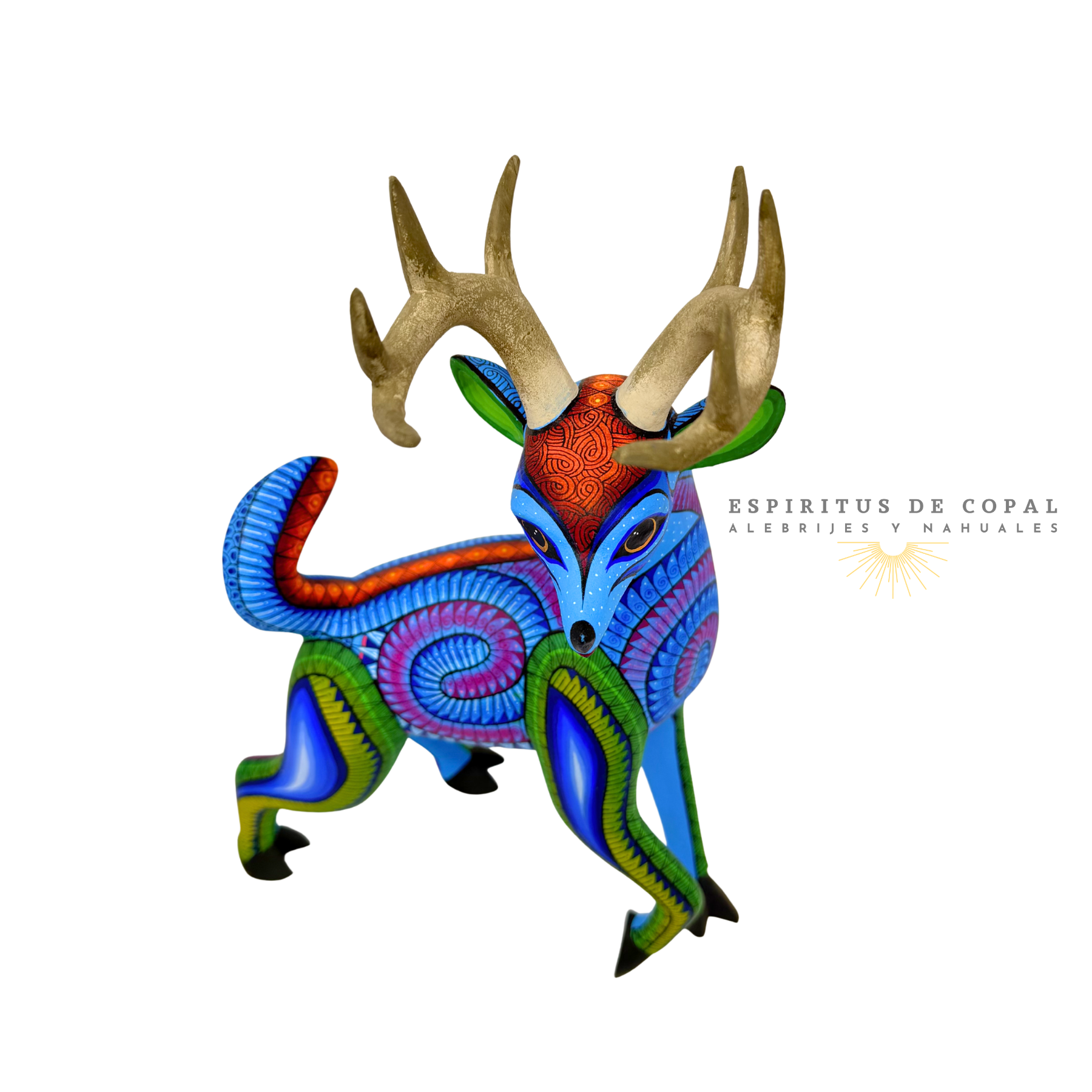 Alebrije Venado Azul Sagrado / Tallado en madera de copal / Espíritus de Copal / Oaxaca - Image 2