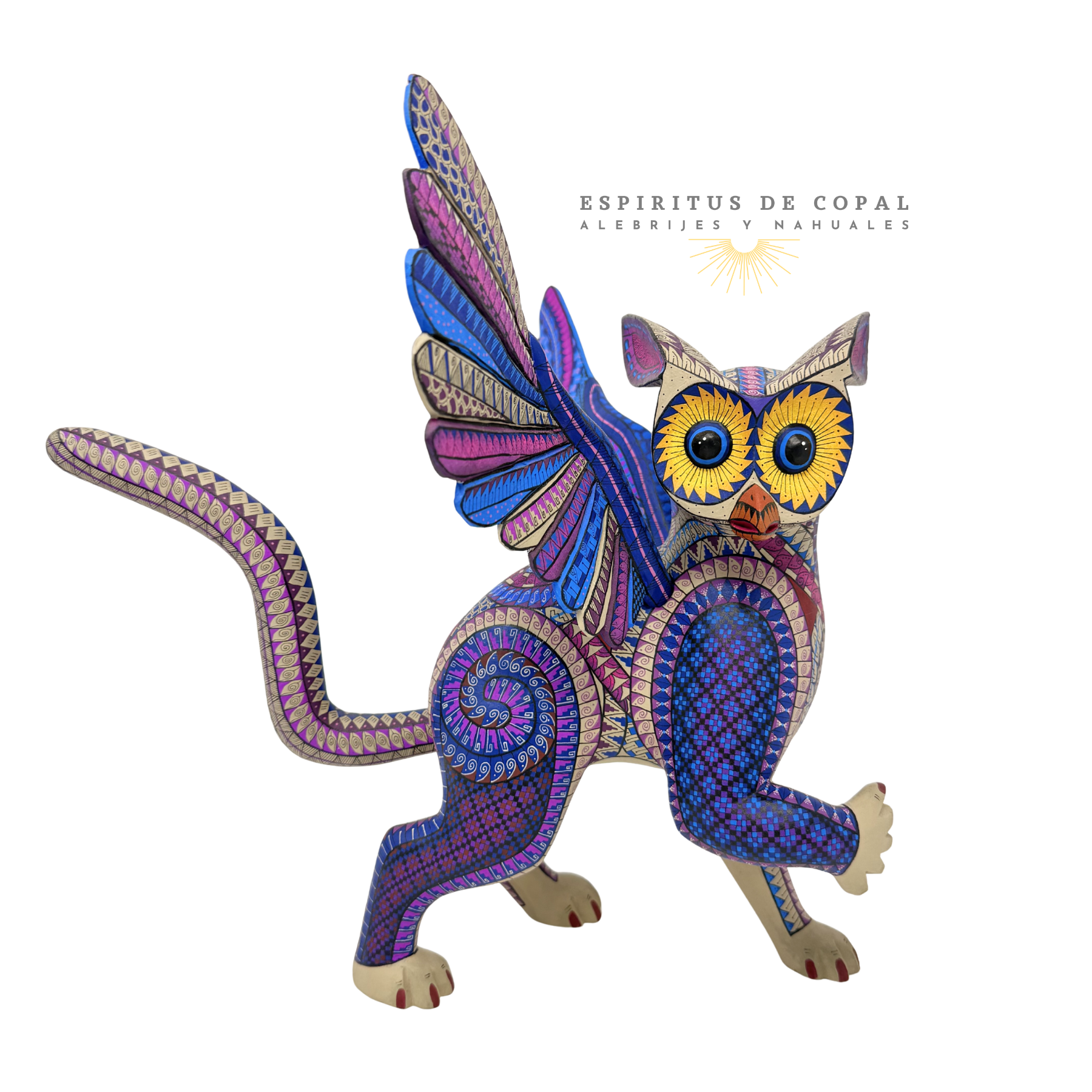 Alebrije Mono Águila Búho Jaguar / Sabiduría Suprema / Tallado en madera de copal / Espíritus de Copal / Oaxaca