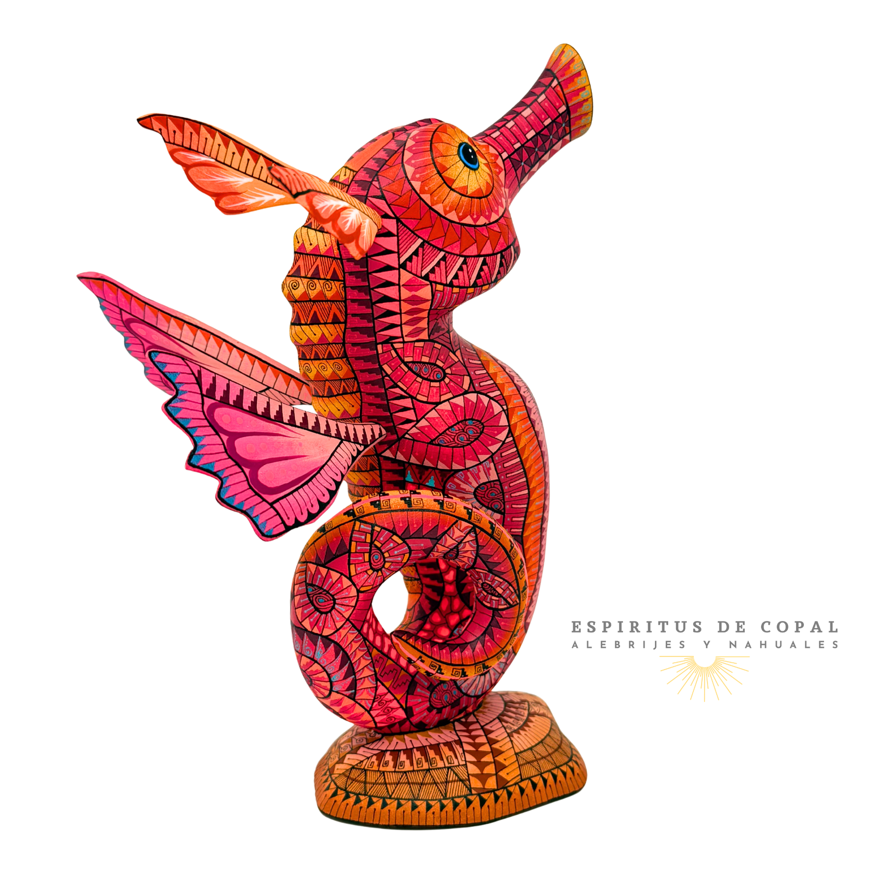 Caballito de Mar Coralino / Dulzura del Océano / Tallado en madera de copal / Espíritus de Copal / Oaxaca - Image 3