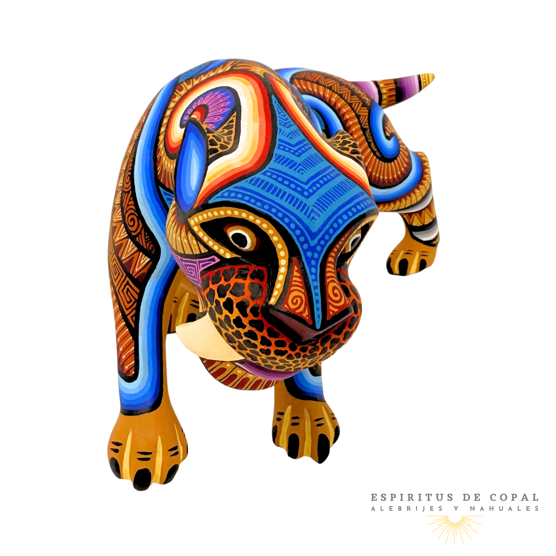 Alebrije Tigre Dientes de Sable Zapoteca / Tallado en Madera de Copal / Espíritus de Copal / Oaxaca